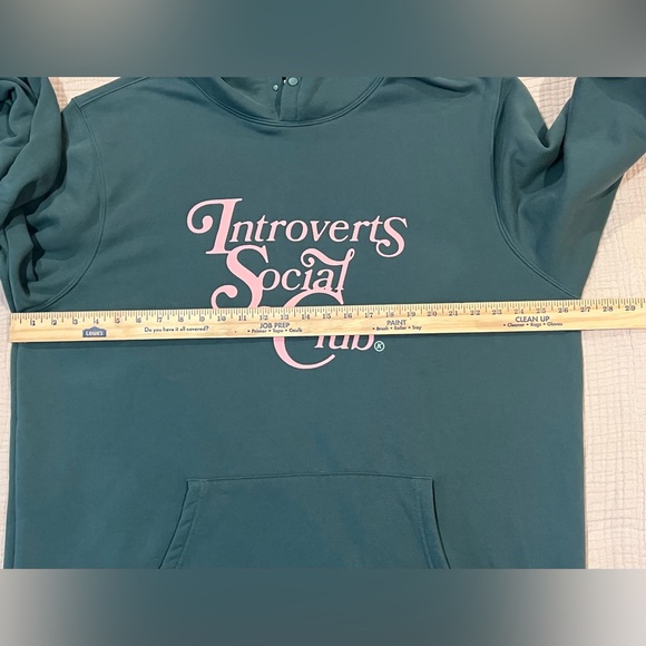 OTTO By Kris Introverts Social Club Hoodie Kangaroo Pocket Green Pink XXL - Picture 13 of 16